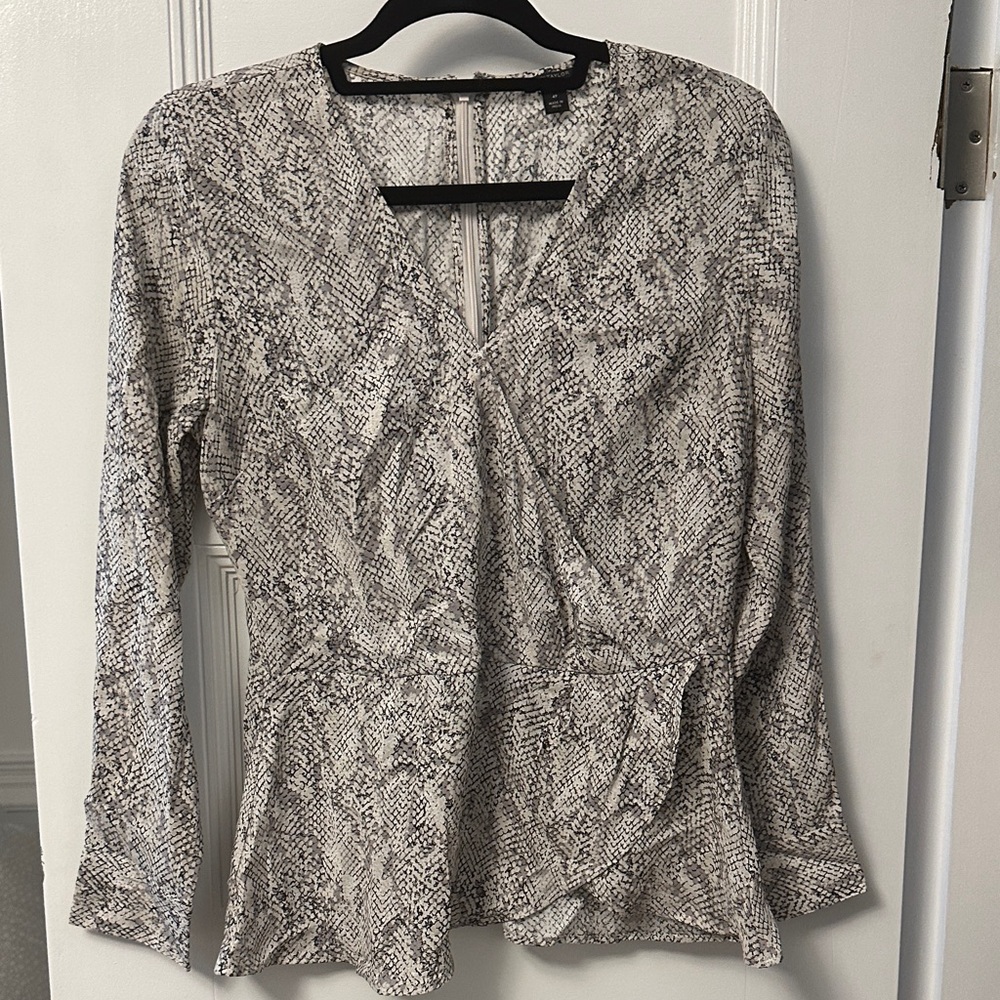 Ann Taylor Black and Gray Snakeskin Blouse